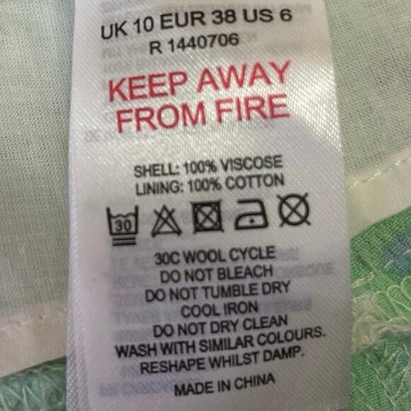 Oliver Bonas Women's Green Floral High Waisted Ruffle A Line Midi Skirt Size 6 - Picture 6 of 6